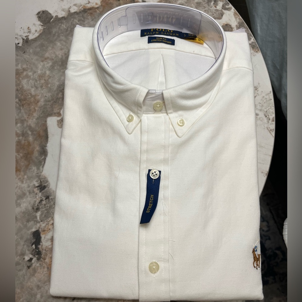 NWT: POLO RALPH LAUREN - White Oxford Long Sleeve Button Down